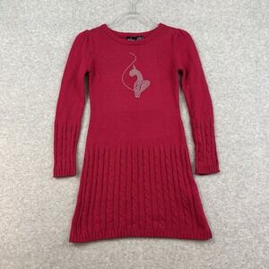Vintage Baby Phat Knit Pullover Sweater Dress Top Cat Logo Pink Y2K Size M Cable